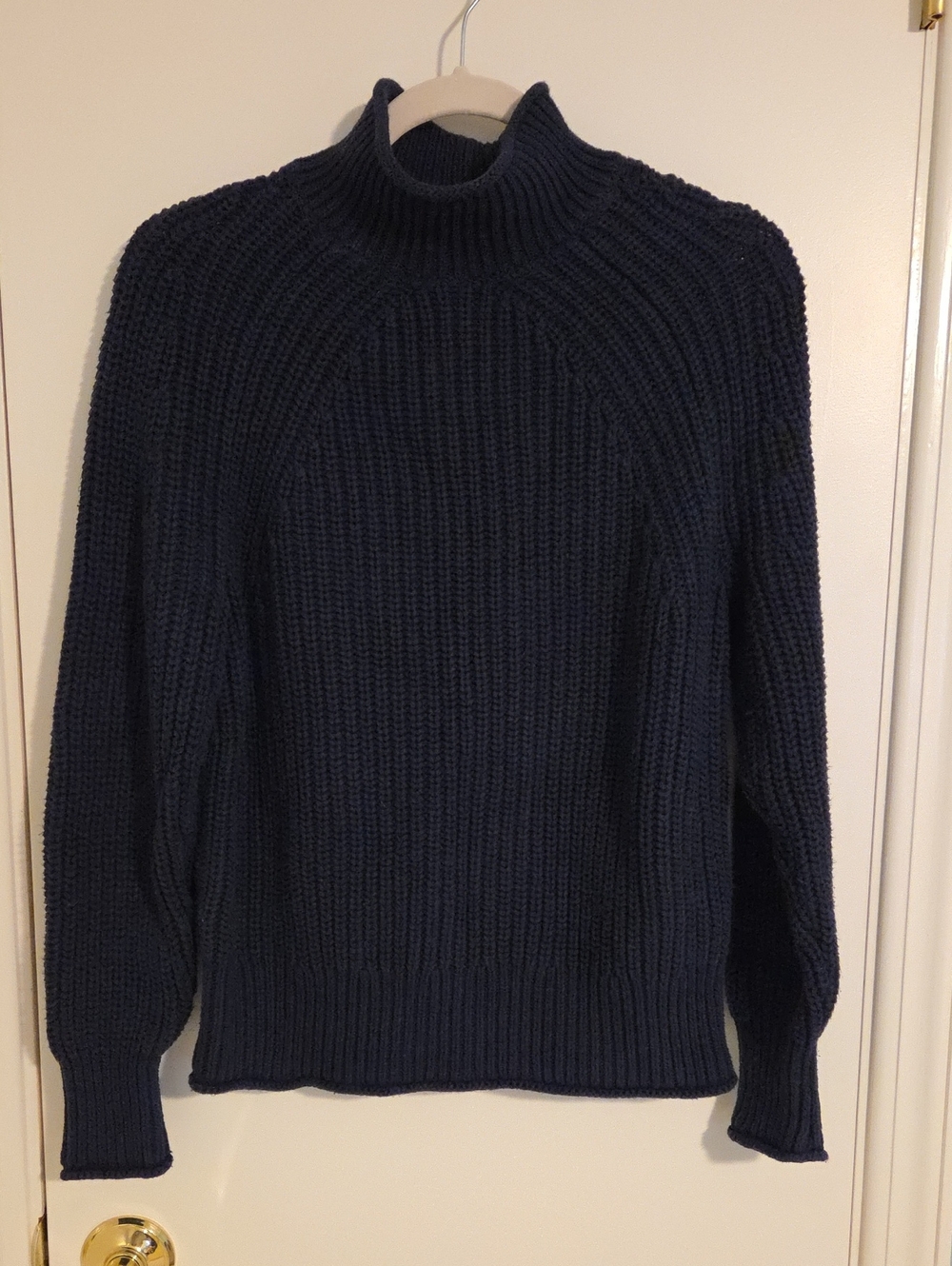 J. Crew Dark Navy Chunky Ribbed Roll Neck Sweater